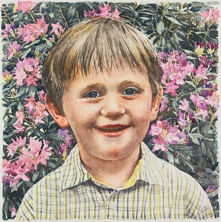 Kinderportret in aquarel van Bram 2015