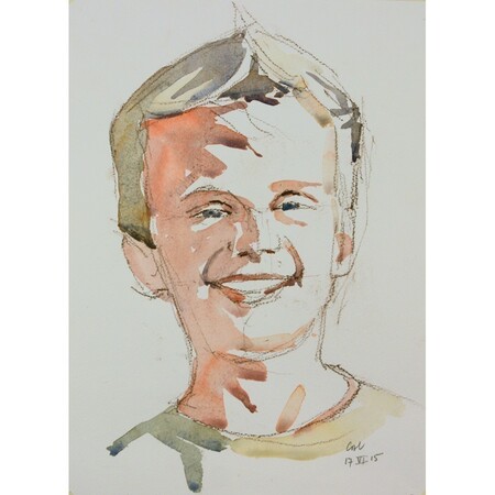 Kinderportret in aquarel met conté van Elmas 2018