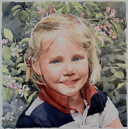 Kinderportret in aquarel van Carlijn 2011