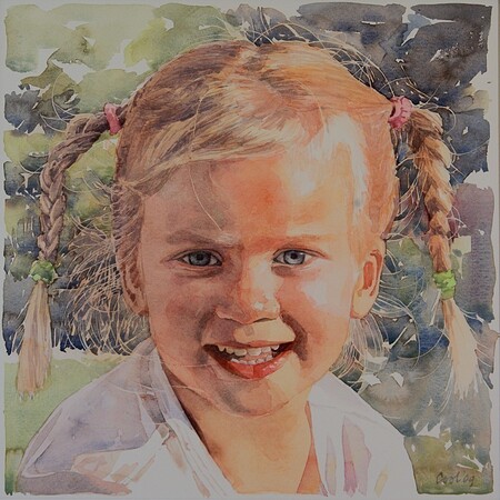 Kinderportret Saliya - Aquarel 2009