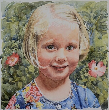 Kinderportret Geesje - Aquarel 2010