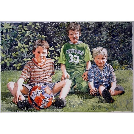 Kinderportret in de tuin - Aquarel 2007