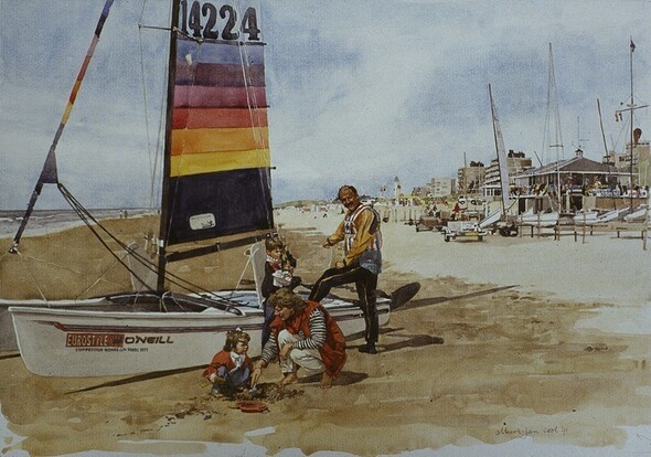 Noordwijk aan Zee - Portret op het strand - Aquarel 1991 